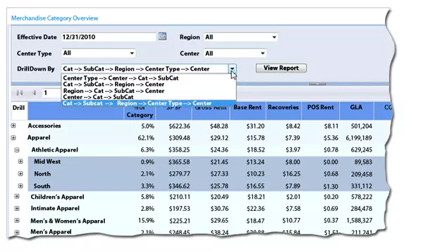 Merchandise Category Overview screen.