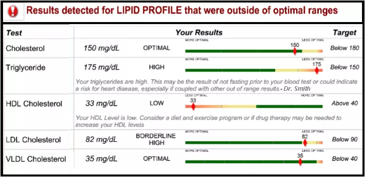 image of a lipid report