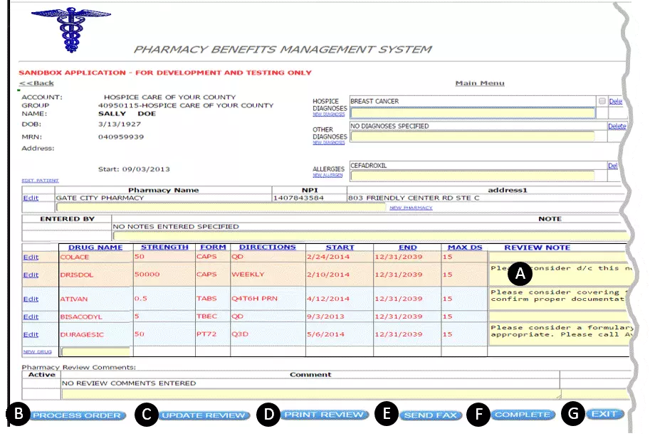 Screen Shot of Input page on Client's web interface
